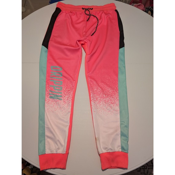 Vintage Encrypted Womens Pink Striped Color block Track Suit Size XL Drippin - Picture 11 of 16